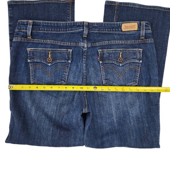 Levi’s 590 Boot Cut Womens 16 16M 38x28 Mid Rise Jeans Flap Pockets Indigo Wash - Picture 9 of 11